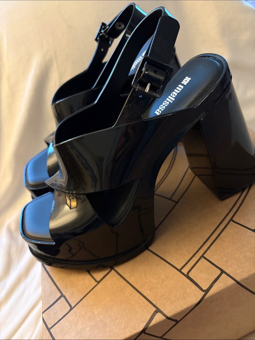 NWT Melissa Dance Slingback Platform Sandal in Black - Picture 10 of 14